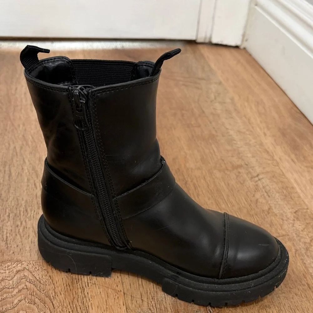 Girls Art Class Stylish Black Vegan Leather Moto Boots size 13
